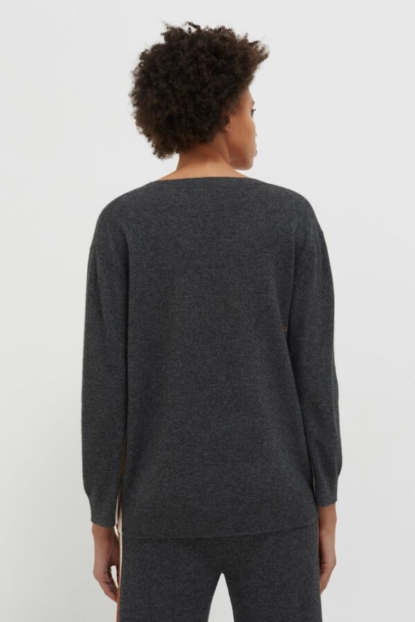 Chinti & Parker Heritage Stripe Wool Cashmere Sweater - Charcoal / Cream / Light Pink / Ginger - Image 5
