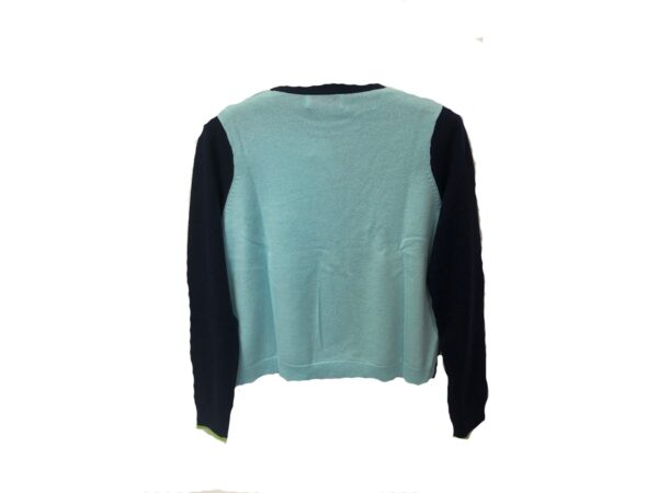 Cocoa Cashmere Colour Block Cropped Sweater - Hummin / Navy / Caterpillar - Image 3