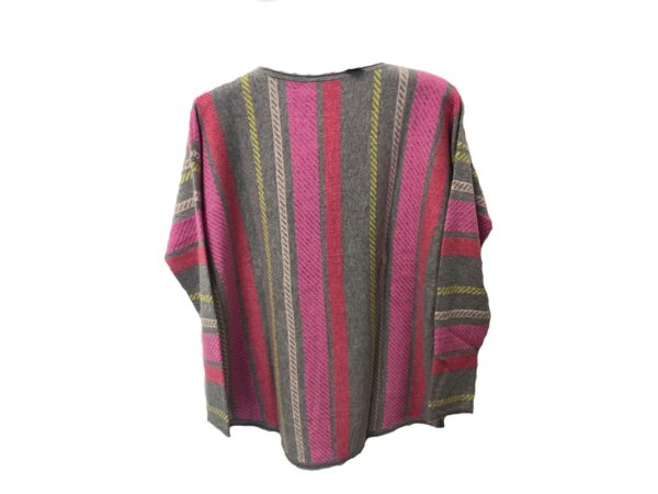 Cocoa Cashmere CC2125 Vertical Textured Stripe Sweater - Grey Multi - Image 2