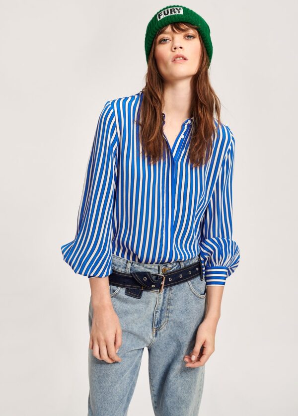 Essentiel Antwerp Tichael Striped Blue & White Shirt - T1TU - Image 3