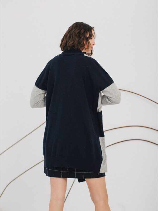 Sita Murt 592002 Open Cardigan - Navy / Grey - Image 3