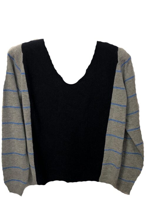 Sita Murt V Neck Sweater 592003 – Navy / Grey