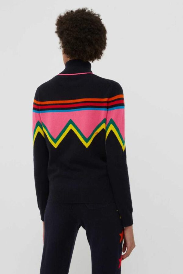 Chinti & Parker Ski Slope Wool Cashmere Roll Neck Sweater - Navy Multi - Image 5