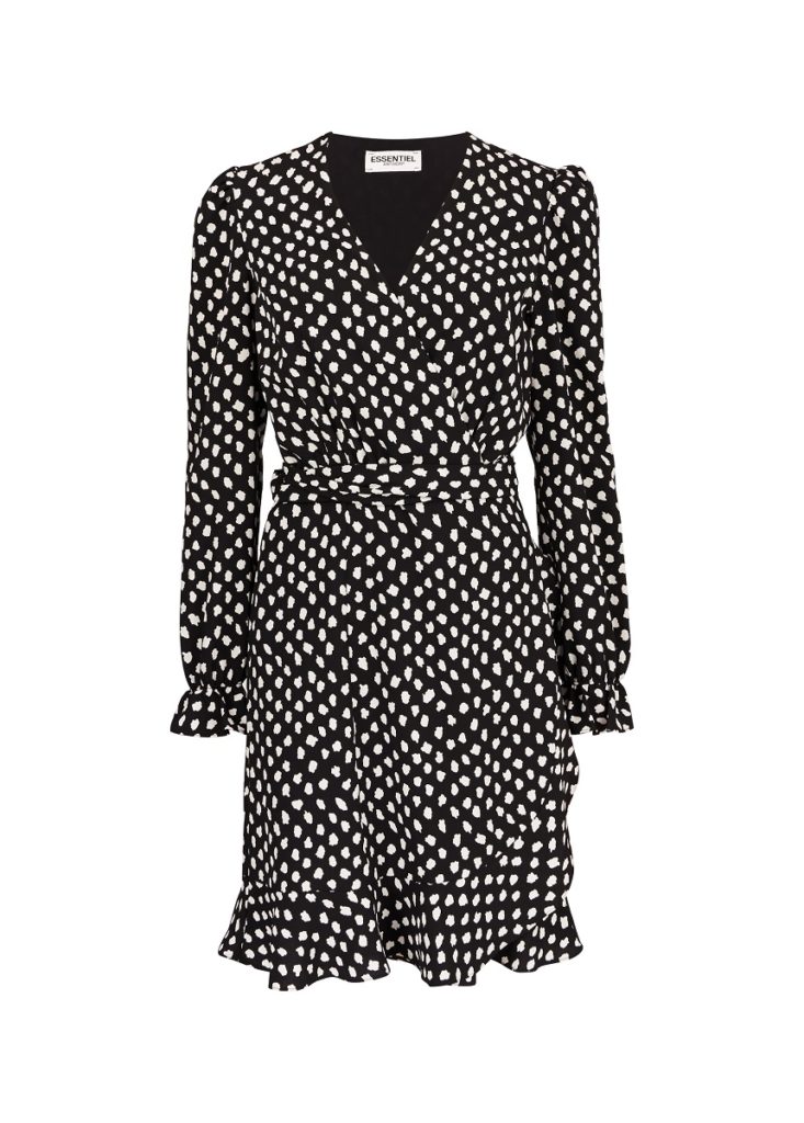 Essentiel Antwerp Vodolfo Wrap Dress - Black Polka Dot