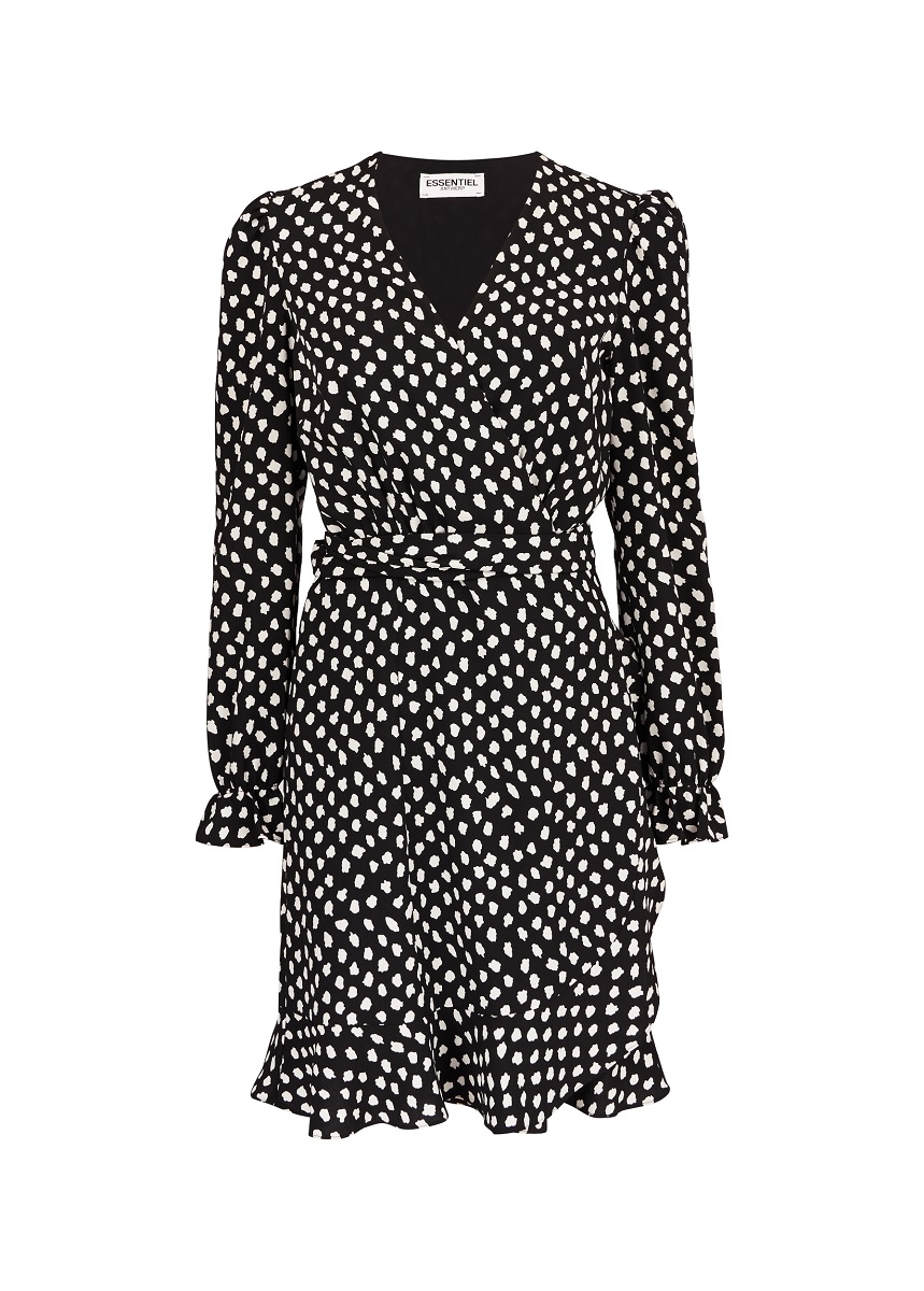 Essentiel Antwerp Vodolfo Wrap Dress - Black Polka Dot - Stick and Ribbon