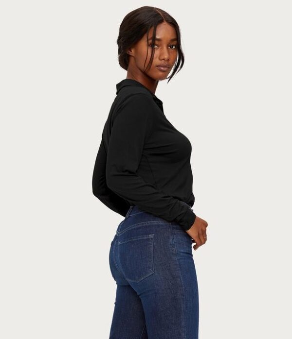 Michael Stars Harley Long Sleeve Button Down Top - Black - Image 4