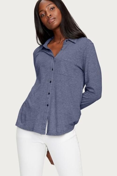 Michael Stars Harley Long Sleeve Button Down Top – Marin