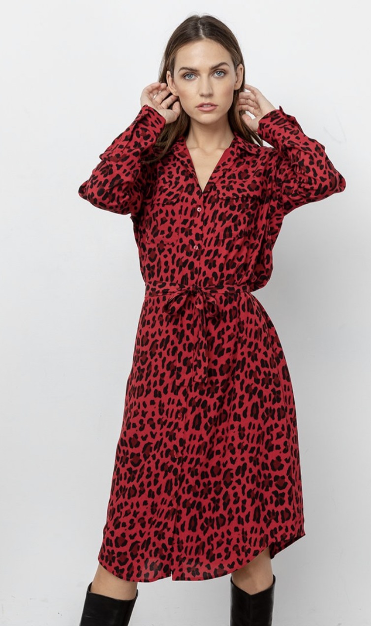 leopard dress red