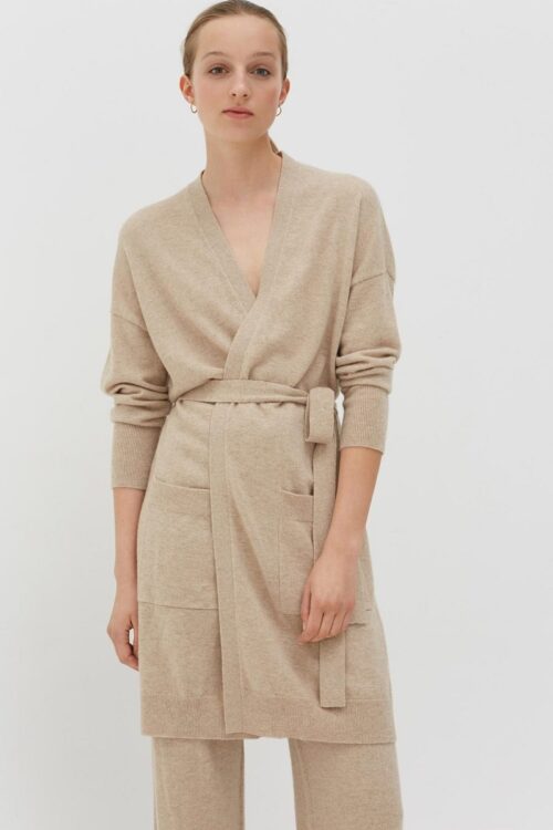 Chinti & Parker Cashmere Long Line Cardigan – Oatmeal