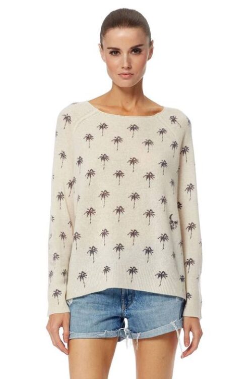 360 Cashmere Zane Sweater – White / Charcoal