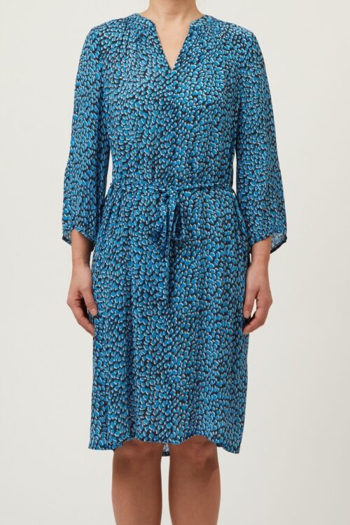 Allie & Grace Freya Shirred Neck Dress – Blue Print