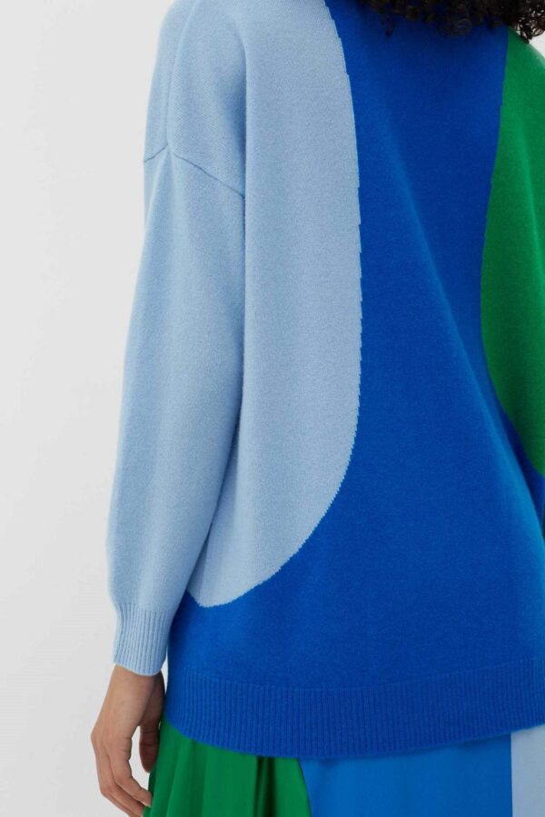 Chinti & Parker Flash V Neck Sweater - Royal Blue / Verde - Image 4