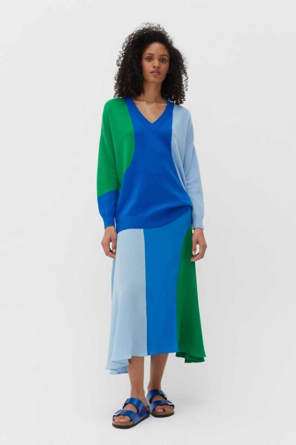 Chinti & Parker Flash V Neck Sweater - Royal Blue / Verde - Image 2