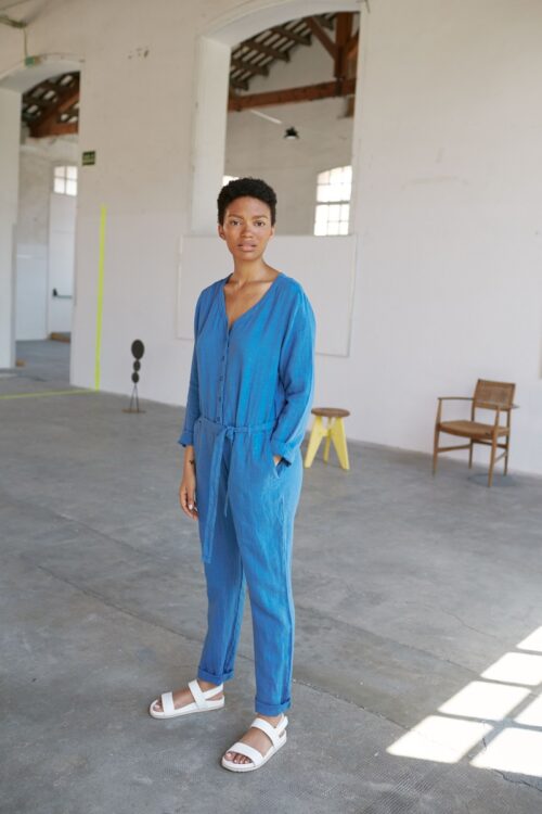Sita Murt 102007 Linen Jumpsuit – Blue