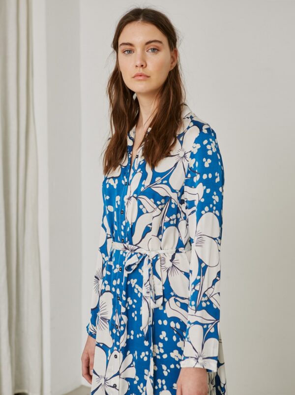 Sita Murt 101203 Printed Dress - Blue White Flower - Image 3
