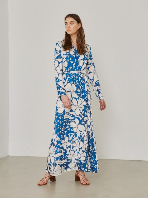 Sita Murt 101203 Printed Dress - Blue White Flower - Image 2