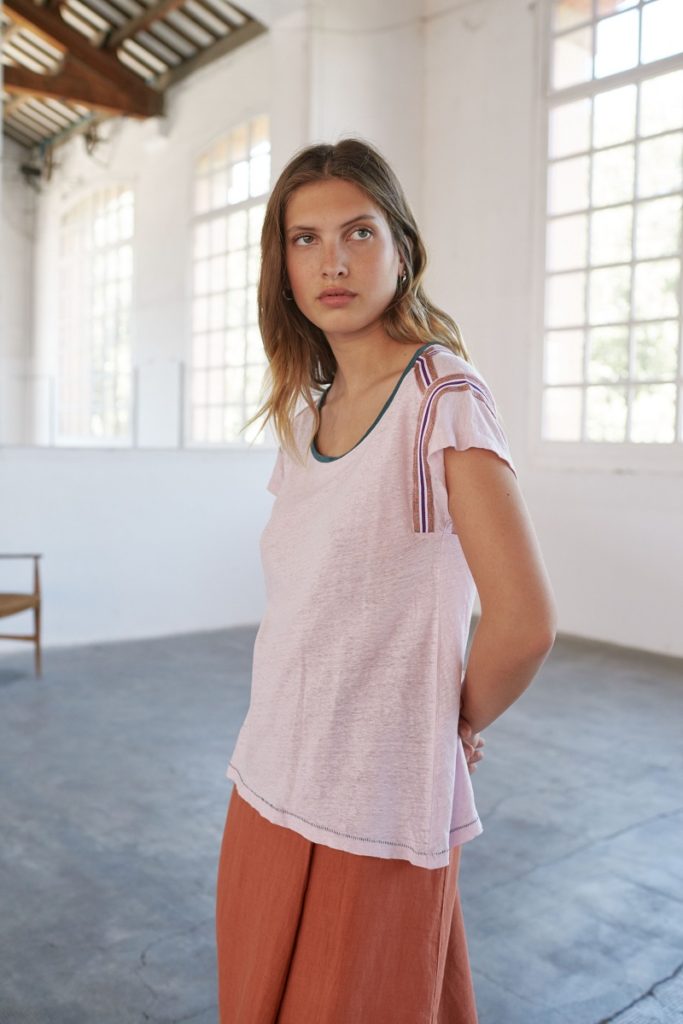 Sita Murt 105506 T Shirt Contrast Trim - Baby Pink - Image 4