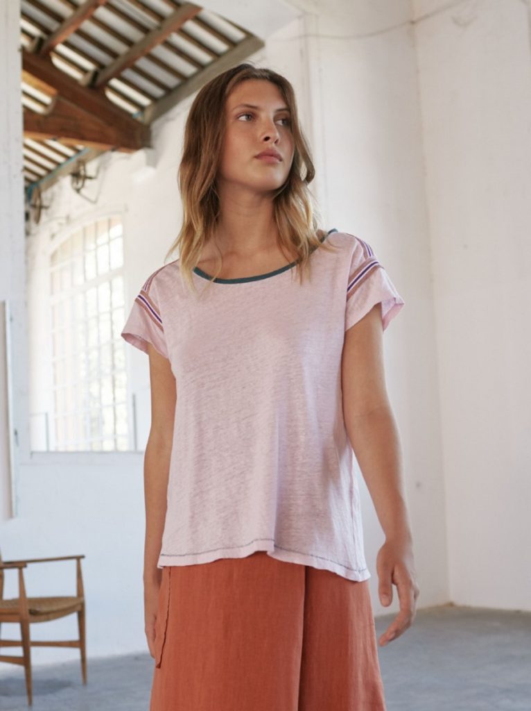 Sita Murt 105506 T Shirt Contrast Trim - Baby Pink
