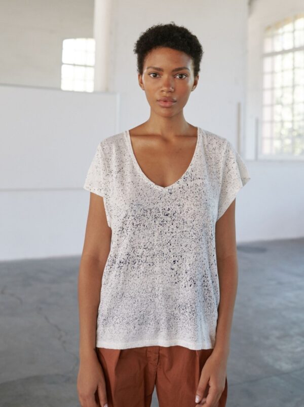 Sita Murt 105802 Linen T Shirt - Cream / Black