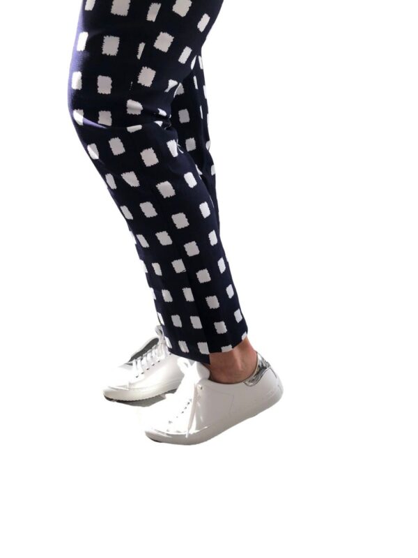Up Pants 66793 28" Slim Leg Side Slit Pull On Trouser - Navy White Cubes - Image 2