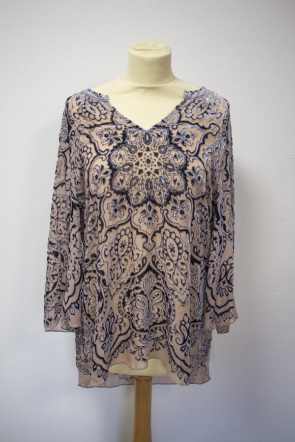 Hale Bob H5WAR6777 Devore Blouse - Grey - Image 2
