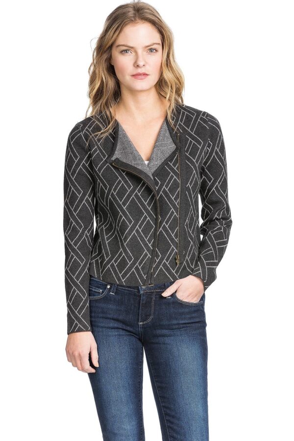 Lilla P Cotton Cashmere Long Sleeve Moto Jacket - Cinder
