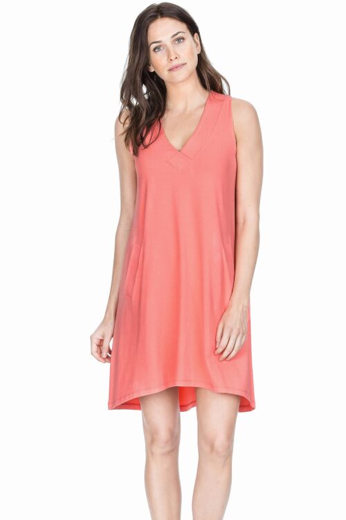 Lilla P Stretch Jersey V Neck Dress – Guava