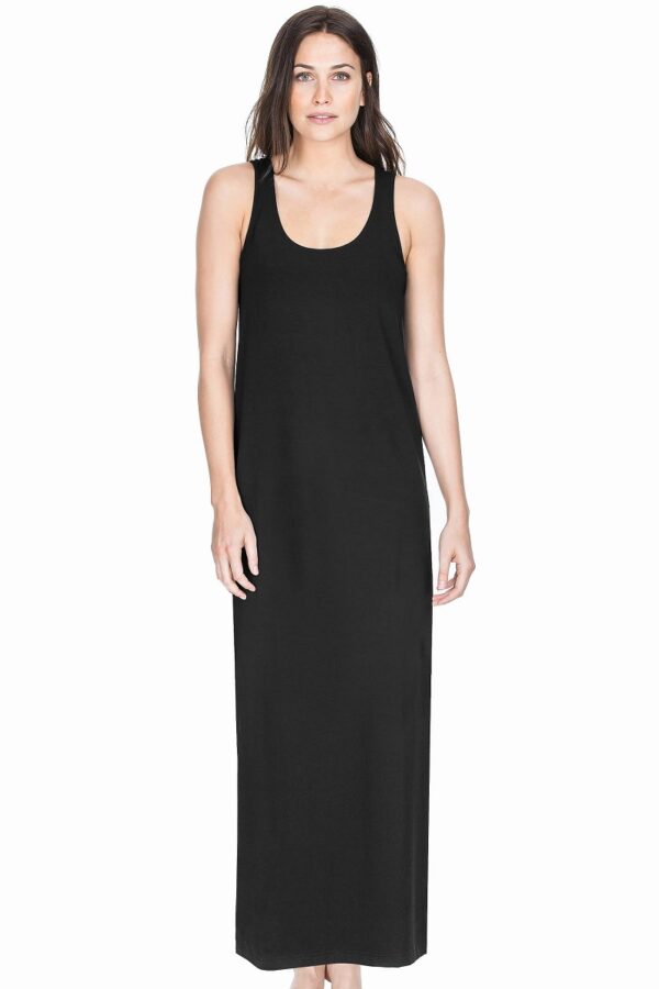 Lilla P Stretch Jersey Maxi Tank Dress - Black
