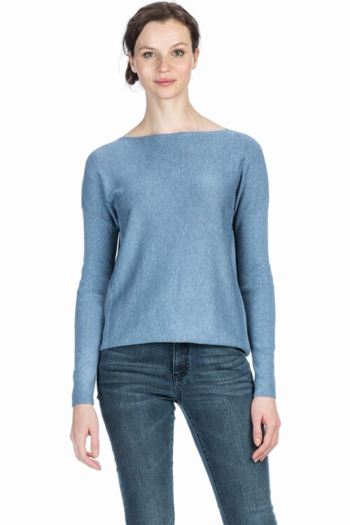 Lilla P Long Sleeve Easy Boatneck Sweater – Blue Quartz