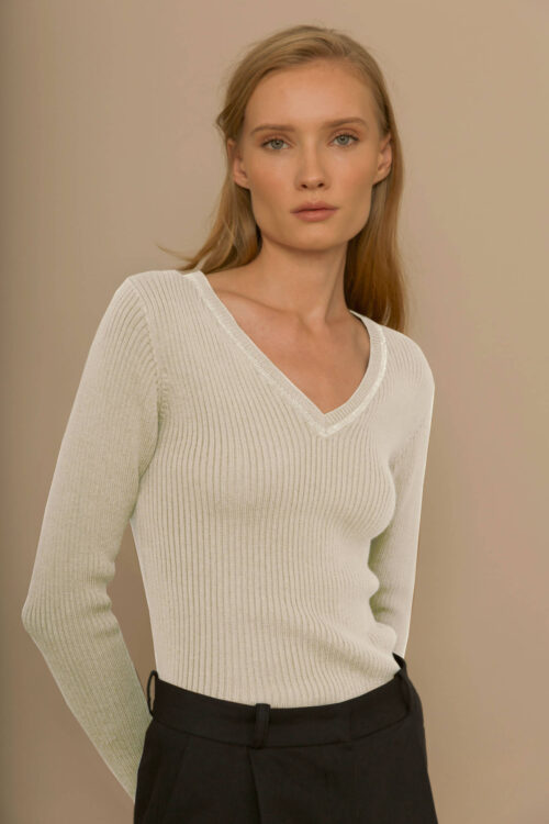 Triana by C Cotton Rib Sweater – Colour 1 Beige