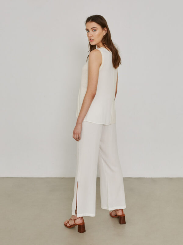 Sita Murt 100209 Combined Fabric Knitted Top - Ivory / Cream - Image 5