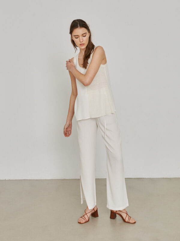 Sita Murt 100209 Combined Fabric Knitted Top - Ivory / Cream - Image 4