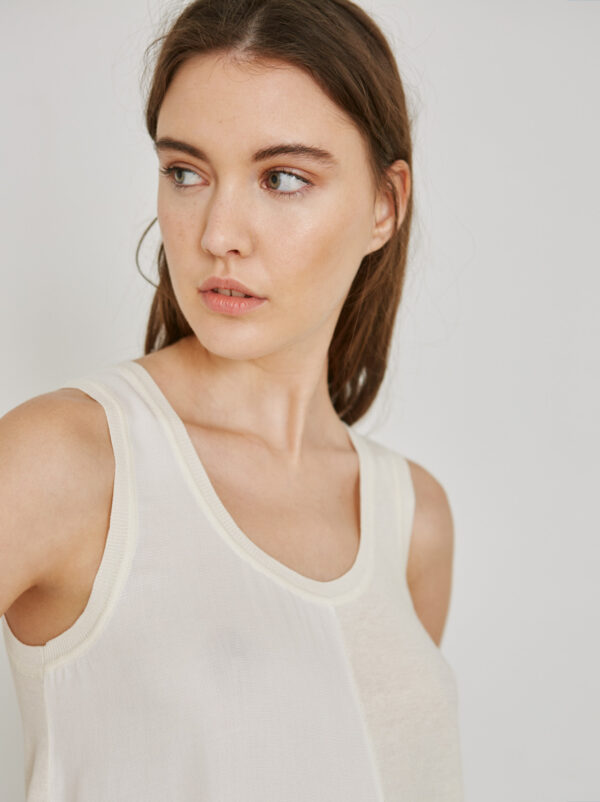 Sita Murt 100209 Combined Fabric Knitted Top - Ivory / Cream - Image 3