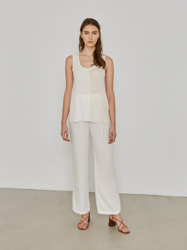 Sita Murt 100209 Combined Fabric Knitted Top - Ivory / Cream - Image 2