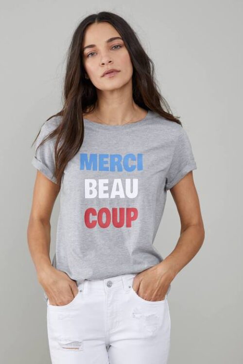 South Parade Jane ‘Merci Beaucoup’ T Shirt – Heather Grey