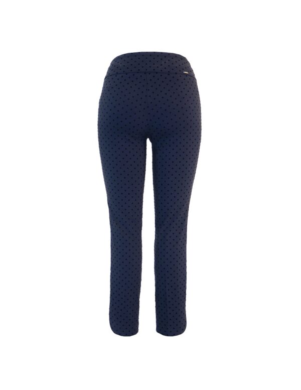 Up Pants 67026 Flocked Dot Techno 28" Leg Petal Slit Trousers - Navy - Image 3
