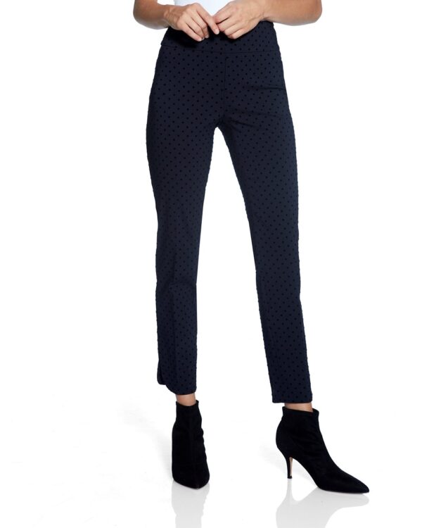 Up Pants 67026 Flocked Dot Techno 28" Leg Petal Slit Trousers - Navy