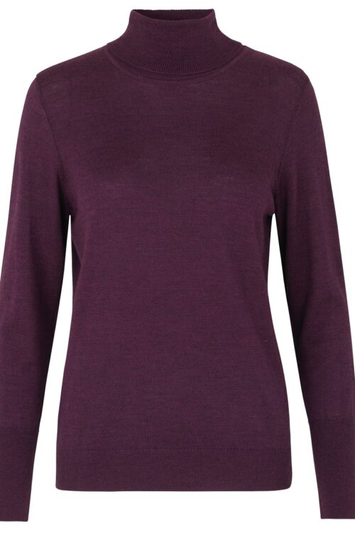 Rosemunde Lille Polo Neck Sweater – Dark Purple Melange