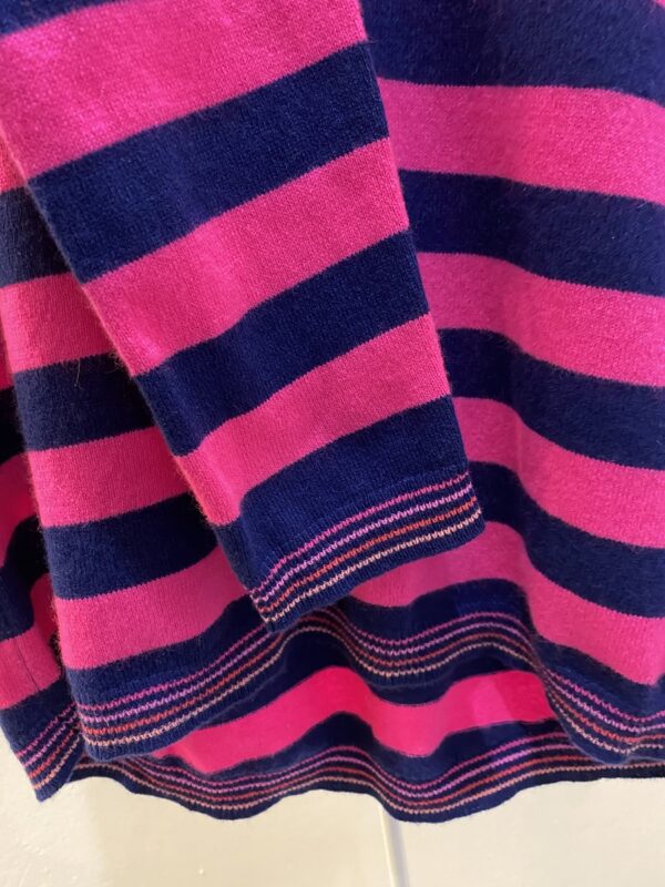 Cocoa Cashmere CC2202 Colour Block Striped Sweater - Navy / Dayglow - Image 4