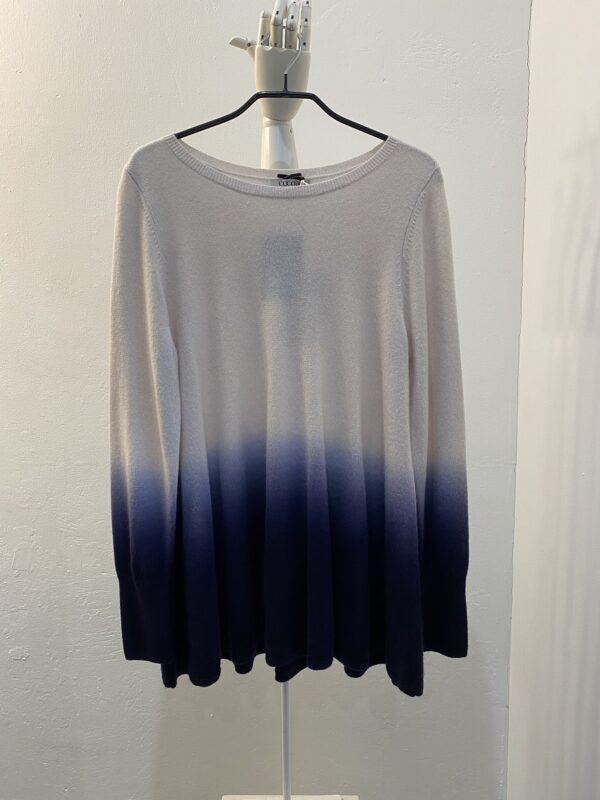 Cocoa Cashmere Dip Dye Tunic - Cream / Navy