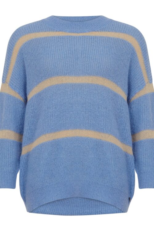 Coster Copenhagen Sweater in Alpaca with Stripe Detail – Airy Blue Stripe
