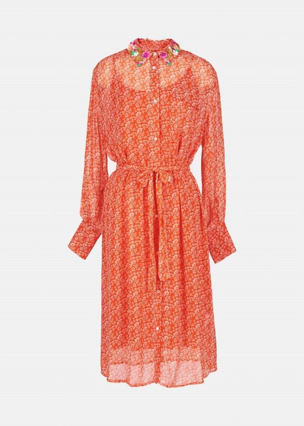 Essentiel Antwerp Zamingo Embo Collar Shirt Dress - Combo 2 Spicy Orange Z2SO