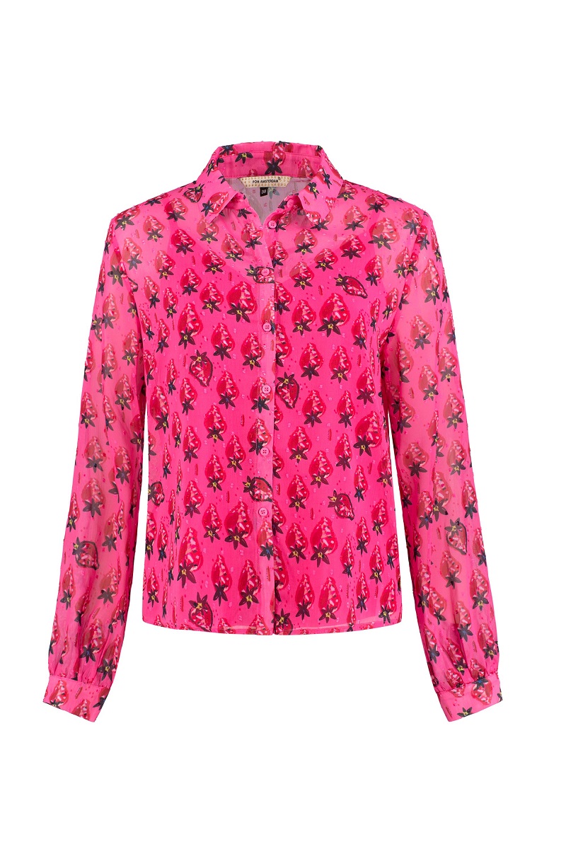 POM Amsterdam SP6487 Blouse - Strawberry Pink - Stick and Ribbon