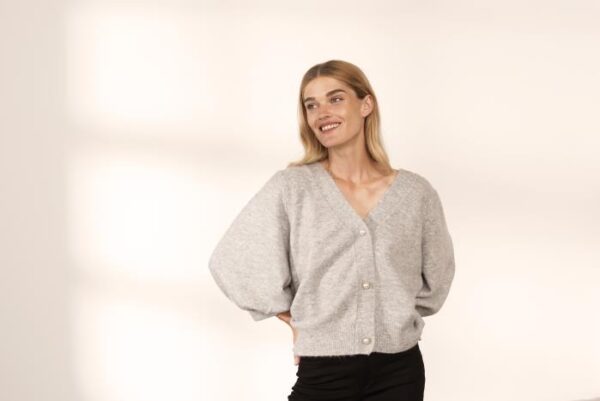 Kaffe KAlillibeth Cardigan - Grey Melange - Image 2