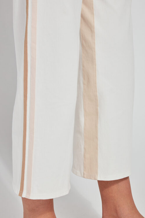 Lyssé Opal Wide Leg Crop Trouser – Off White with Trim