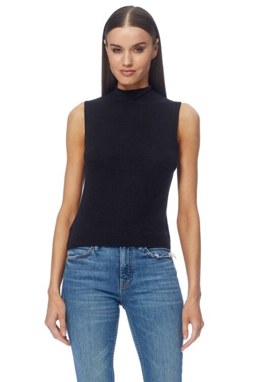 360 Cashmere Tatum Mock Neck Sleeveless – Black