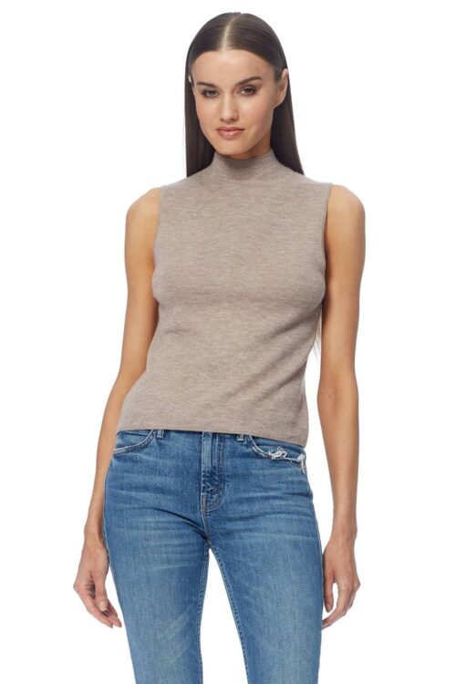 360 Cashmere Tatum Mock Neck Sleeveless Top – Toast