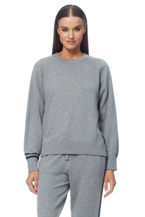 360 Cashmere Carrie Crewneck Sweater – Mid Heather Grey / Multi
