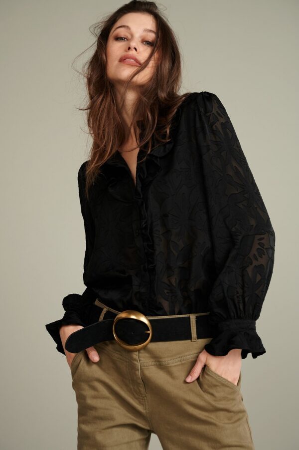 POM Amsterdam SP6603 Blouse - Flowers Silhouette Black - Image 6