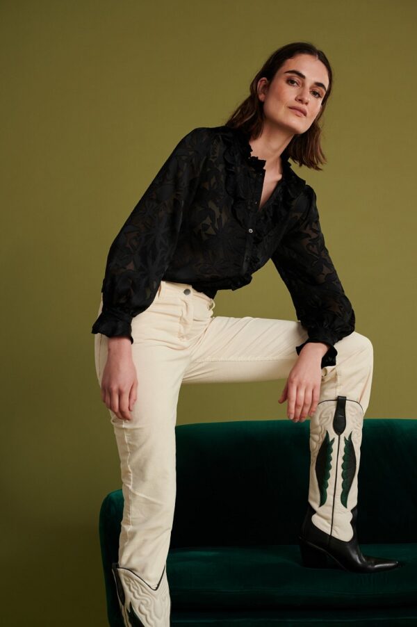 POM Amsterdam SP6603 Blouse - Flowers Silhouette Black - Image 5